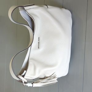 NWOT Michael Kors MK Large Nude/Cream/Bone Leather Shoulder Handbag Tassels